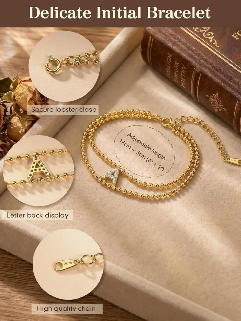 Personalized Initial Bead Bracelet for Women A-Z | Unique Gift for Her